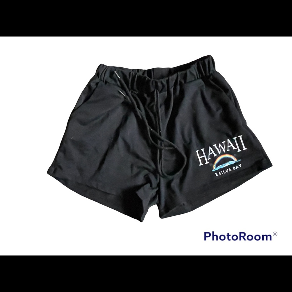 romwe hawaii black shorts